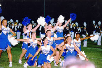 Tempe High School - Cheerleaders in Formation in front of Marching Band