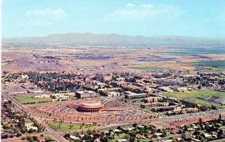 Postcard of aerial view of Arizona State University, Tempe, Arizona.