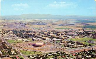 Postcard of aerial view of Arizona State University, Tempe, Arizona.