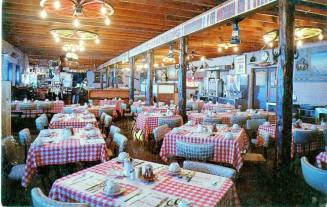 Postcard of dining room at Harman's Ranch Restaurant, Tempe, Arizona.