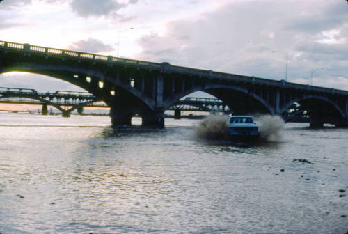 Car Driving on Flooded Salt River Bottom