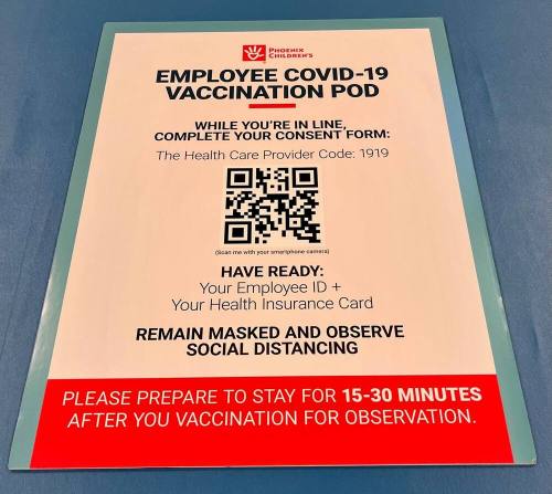 Employee COVID-19 Vaccination POD sign