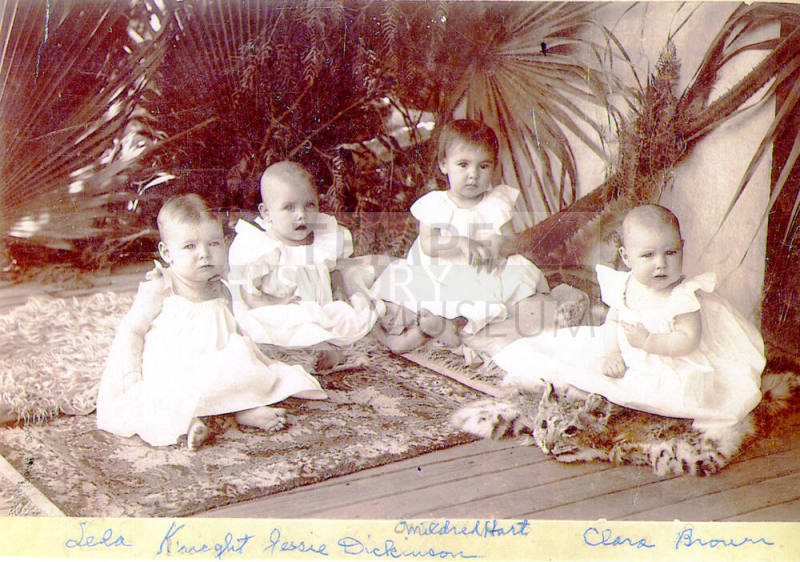 Toddler photo of Mildred Muriel Hart and three of her cousins
