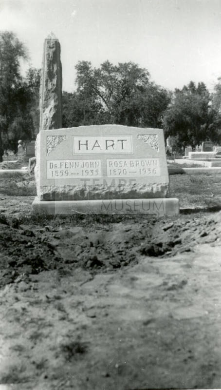 Headstones of Dr. Fenn J Hart and Rosa Ann Brown Hart at Double Butte Cemetary in Tempe