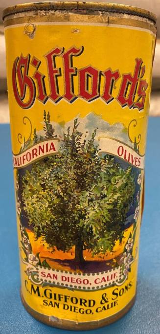 Yellow C.M. Gifford & Sons California Olives Can