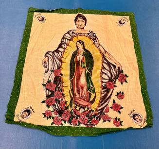 Multi-colored Scarf with Image of Juan Diego and a Saint