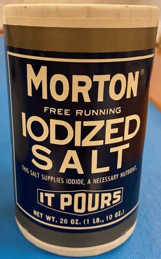 Morton brand iodized salt container