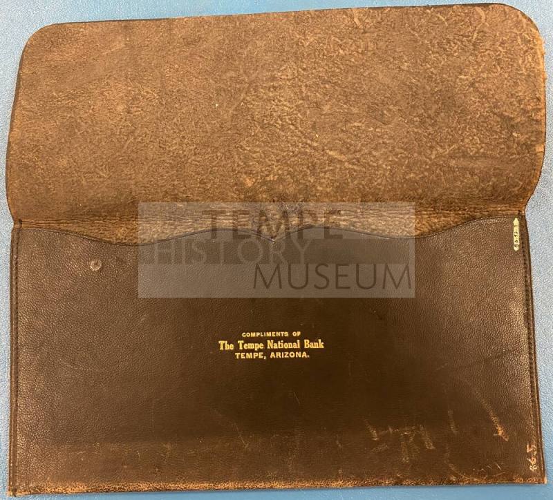 Tempe National Bank brown leather money pouch