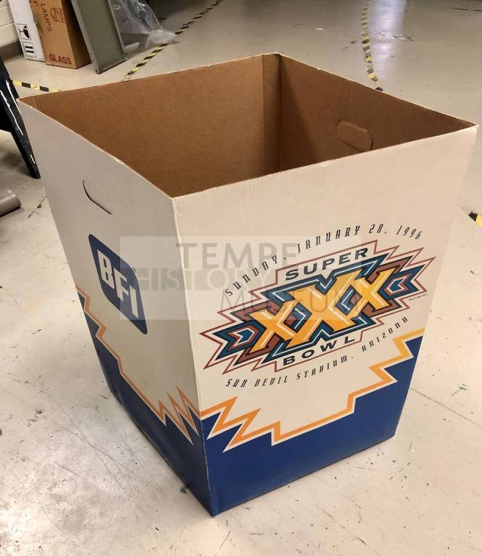 Super Bowl XXX Cardboard Box Trash Container
