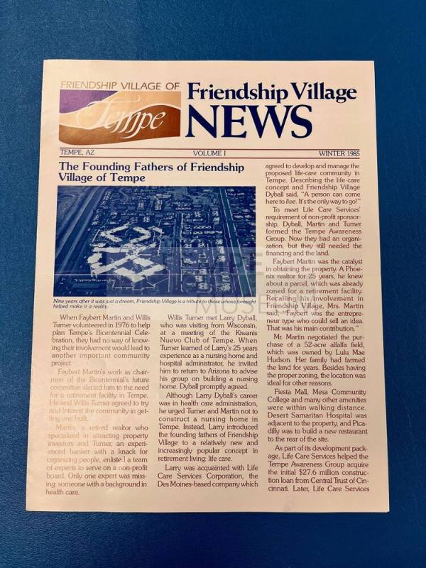 Friendship Village News Volume 1 issued by Friendship Village of Tempe