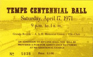 Tempe Centennial Ball Ticket Stub