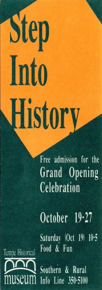 Tempe History Museum Grand Opening Bookmark