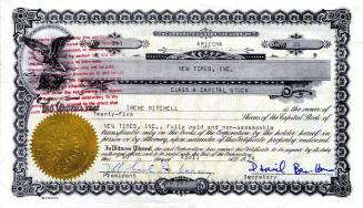 Arizona New Times Stock Certificate for Irene Mitchell