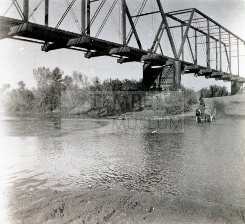 Wagon Crossing The Salt River under the Railroad Bridge