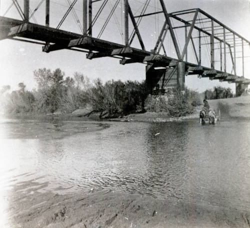 Wagon Crossing The Salt River under the Railroad Bridge