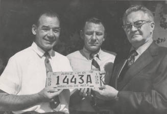 3 Men Holding 1939 Arizona License Plate