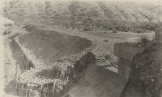 Photo-  Salt River Intake brush and gravel dam before February 1931 flood