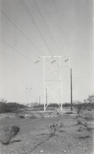 Photo- Goldfield-Superior line showing series of towers in the desert