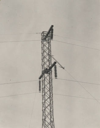 Photo- 110 KV line tower with wood cross arms