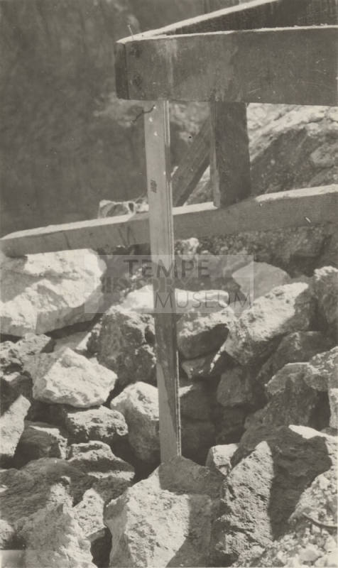 Close-up of one leg of tower footing in Rocky Area