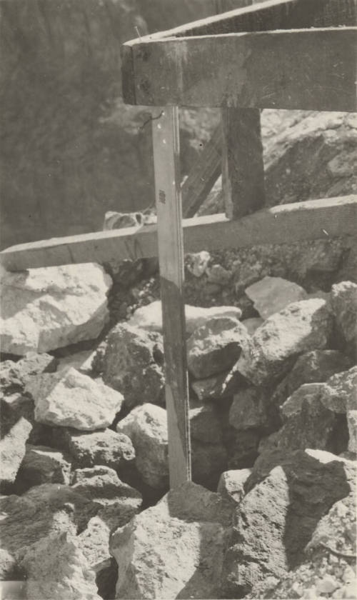 Close-up of one leg of tower footing in Rocky Area
