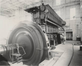 Photo- Interior of the Tempe Crosscut Power Plant with Hamilton diesel engine