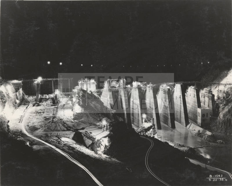 Photo-View of Bartlett Dam construction at night