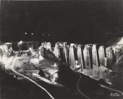 Photo-View of Bartlett Dam construction at night