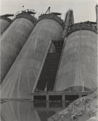 Photo- Partial construction of four buttresses at Bartlett Dam