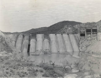 Photo- View of the partial construction of Bartlett Dam