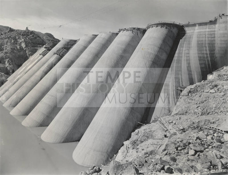 Photo- View of the partial construction of Bartlett Dam