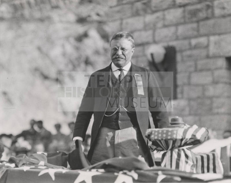 Photo-View of Theodore Roosevelt at dedication of Roosevelt Dam