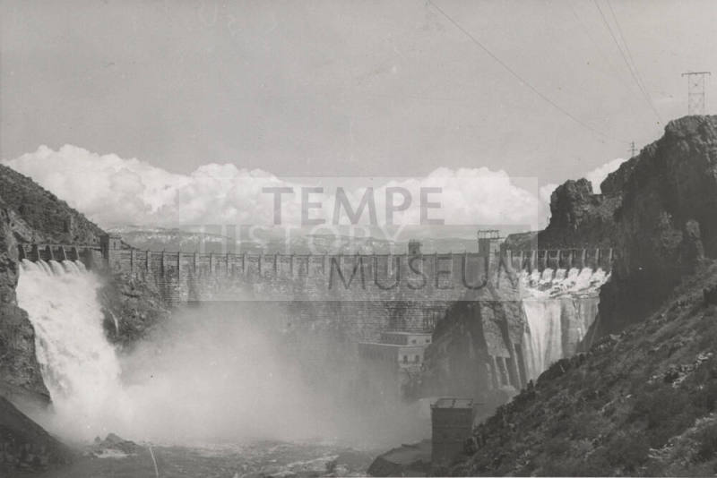 Photo-View of water being released at Roosevelt Dam