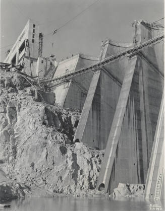 Photo- Close-up view of the construction of Bartlett Dam