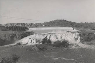 View of water being released from spillway at Stewart Mountain Dam