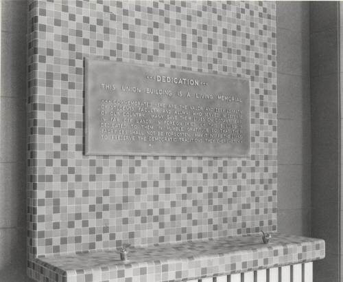 Memorial Union dedication plaque at Arizona State University