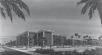 Photograph of rendering of Physical Plant Building