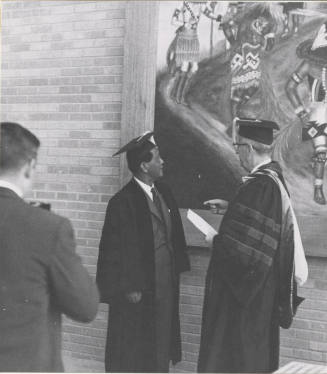 Grady Gammage Showing a Painting to President Carlos P. Garcia