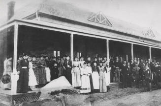 Board of Education, Faculty, and Students on the Porch at the Normal School