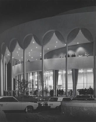 Grady Gammage Auditorium at Night with People Inside