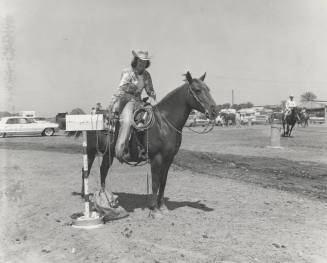 Woman Calf Roper on Horse at Rodeo
