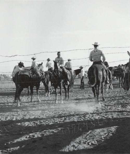 Rodeo Contestants Preparing for a Ride