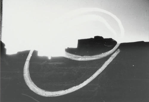 Ruins of Dir'iya With Circle Drawn on Negative
