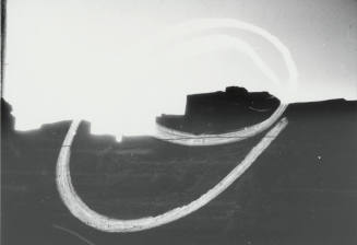 Ruins of Dir'iya With Circle Drawn on Negative