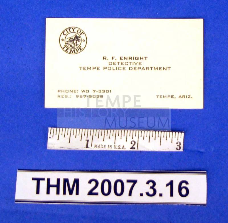 Business Card, R.F. Enright, Detective, Tempe Police Department