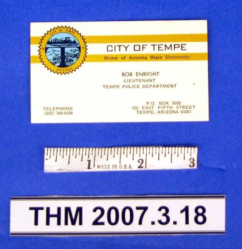 Business Card, Bob Enright, Lieutenant, Tempe Police Department