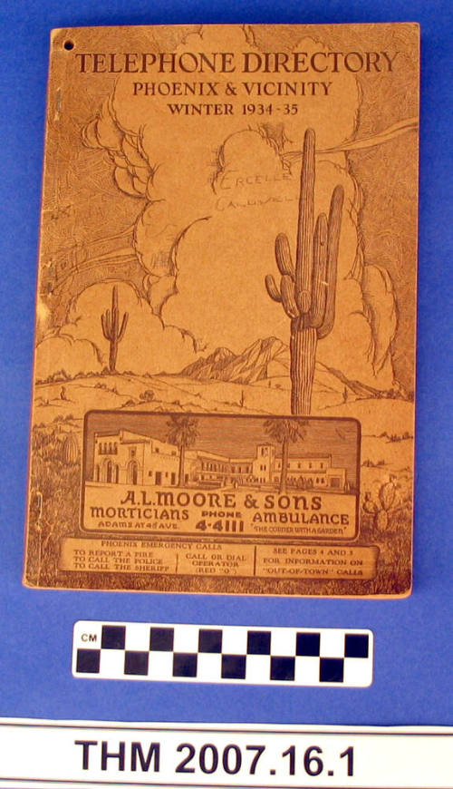 Telephone Directory Phoenix and Vicinity Winter 1934-35