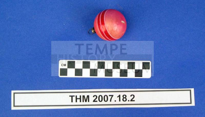 Red, Striped Ball, Christmas Ornament