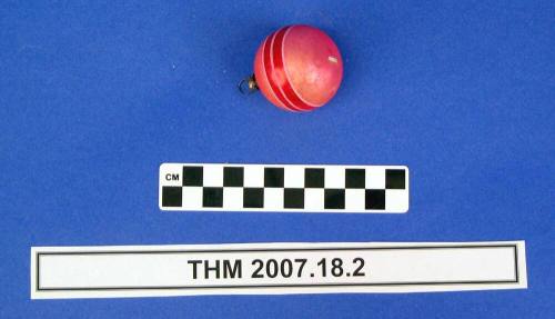 Red, Striped Ball, Christmas Ornament