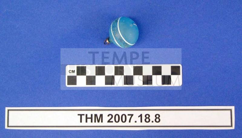 Blue and White Striped Ball Christmas Ornament